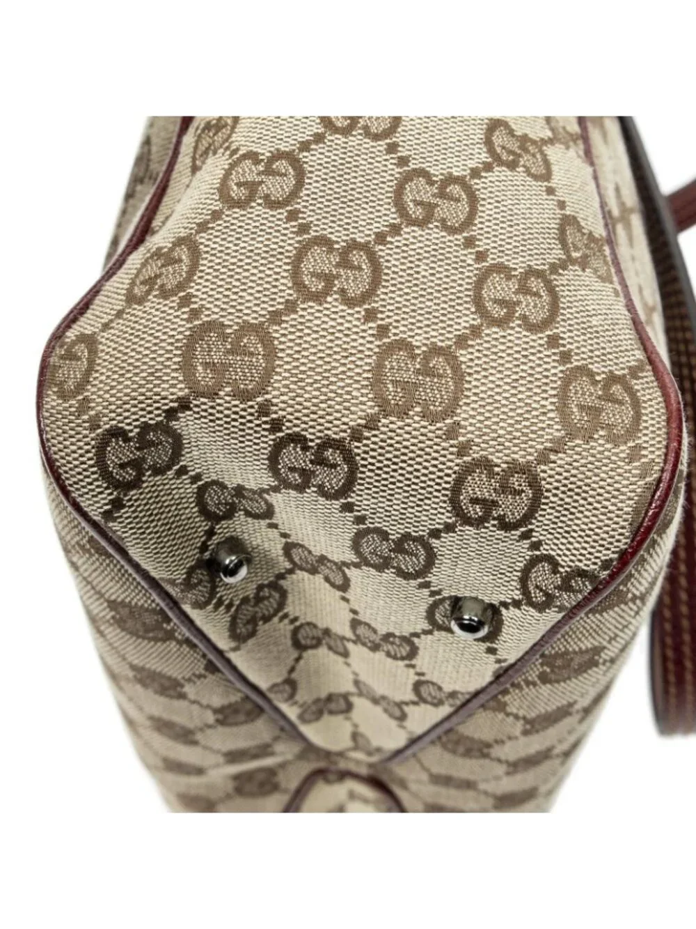 Gucci Small Shoulder Tote Maroon Beige GG Canvas
